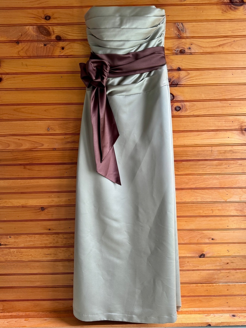 Bill Levkoff Strapless Satin Bridesmaid Dress Ruched Formal Maxi Size 8
